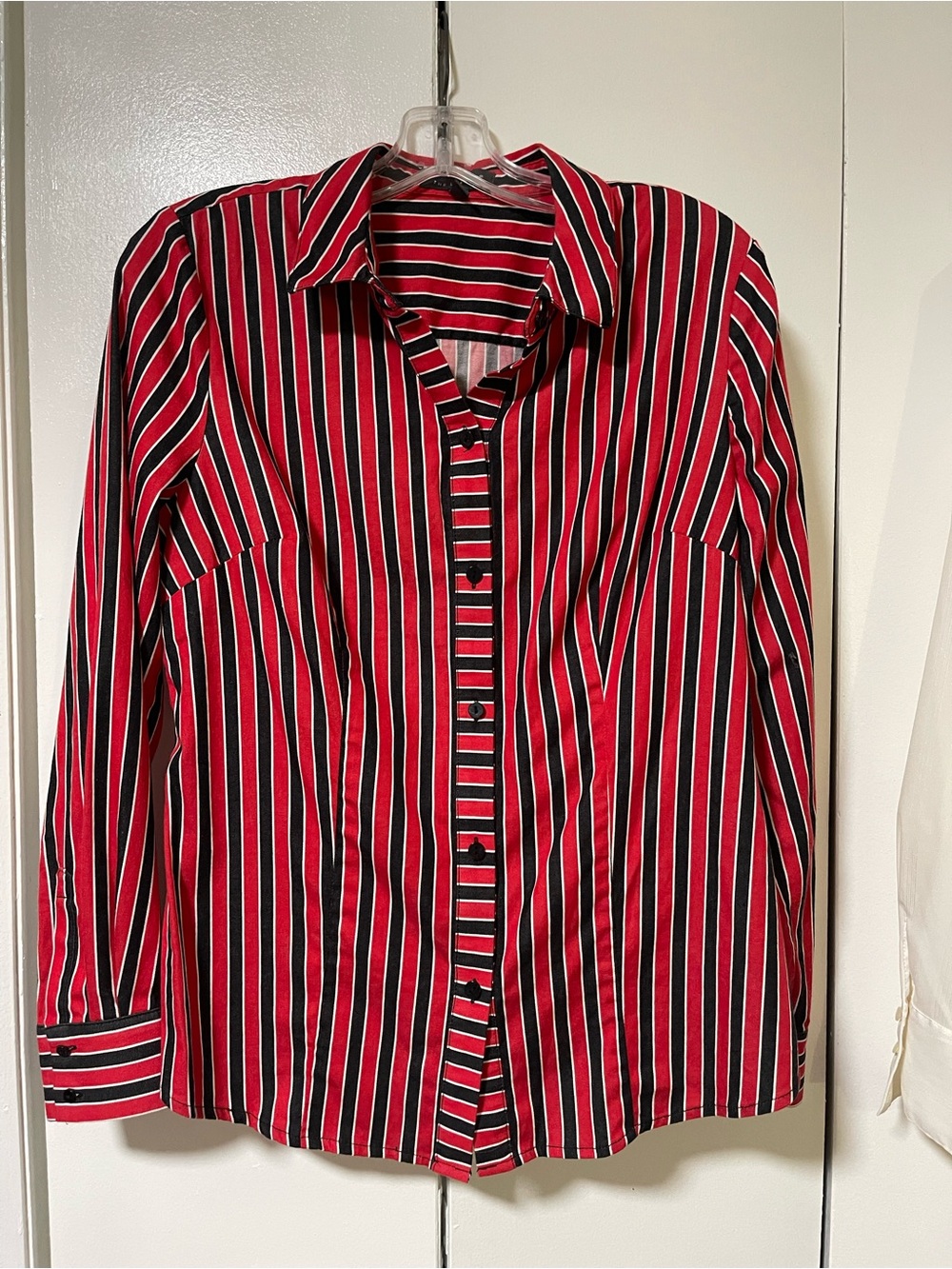 The Limited Black and Red Vertical Stripe Button-Down Shirt